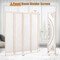 White Boho Room Divider 4 Panel Carved Wood Folding Privacy Screen